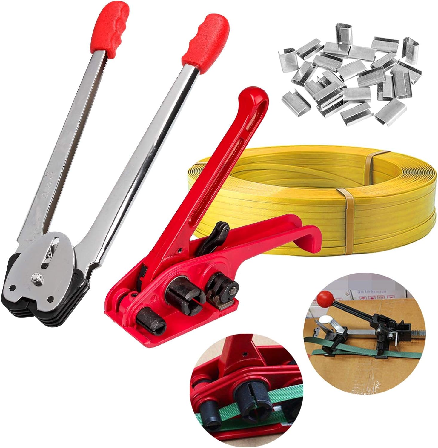 Complete PET/PP Strapping Tools Kit – Manual Banding Set with Tensioner, Sealer,...