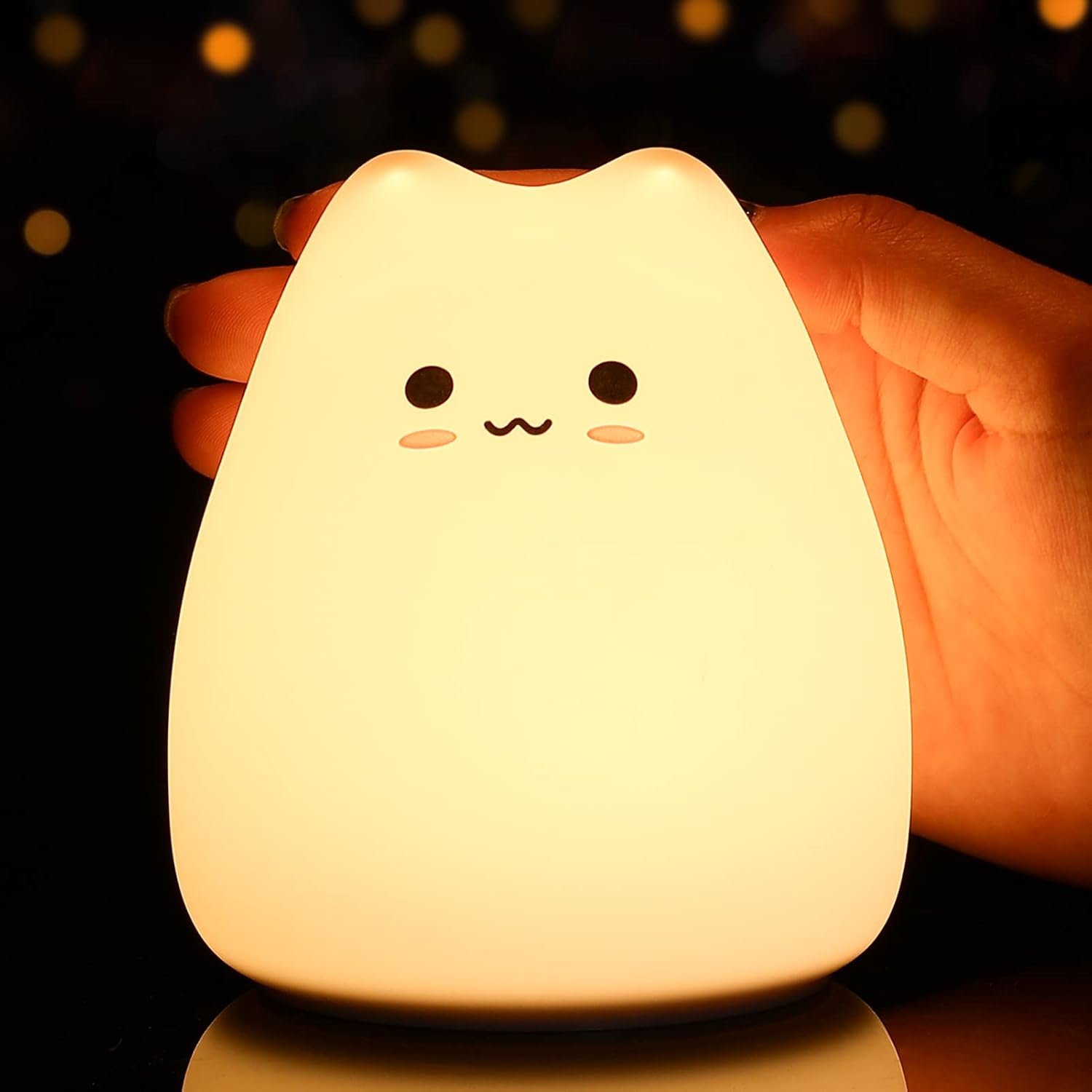 Cat Night Light Cat Lamp, Cute Nursery 7 Color Changing Kids Night Light with Ta...