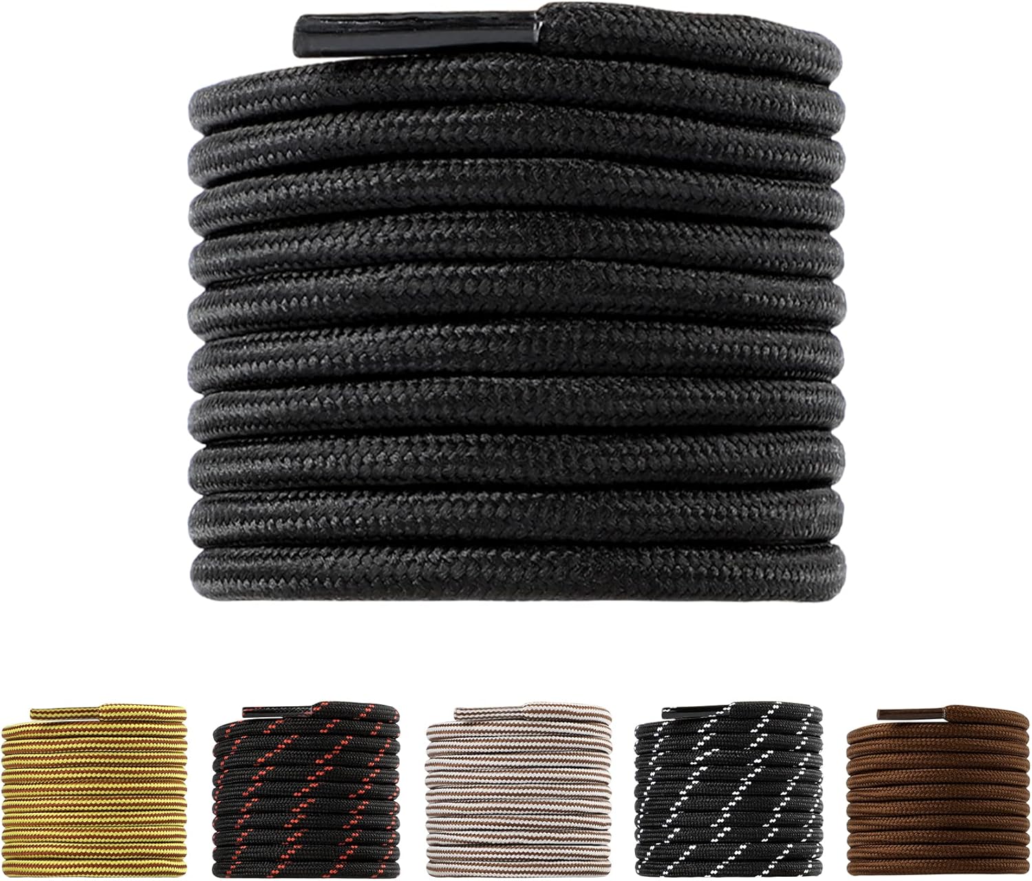 LARGERED Round Shoe Laces Work Boot Laces Heavy Duty, Durable Thick 4mm Shoelace...