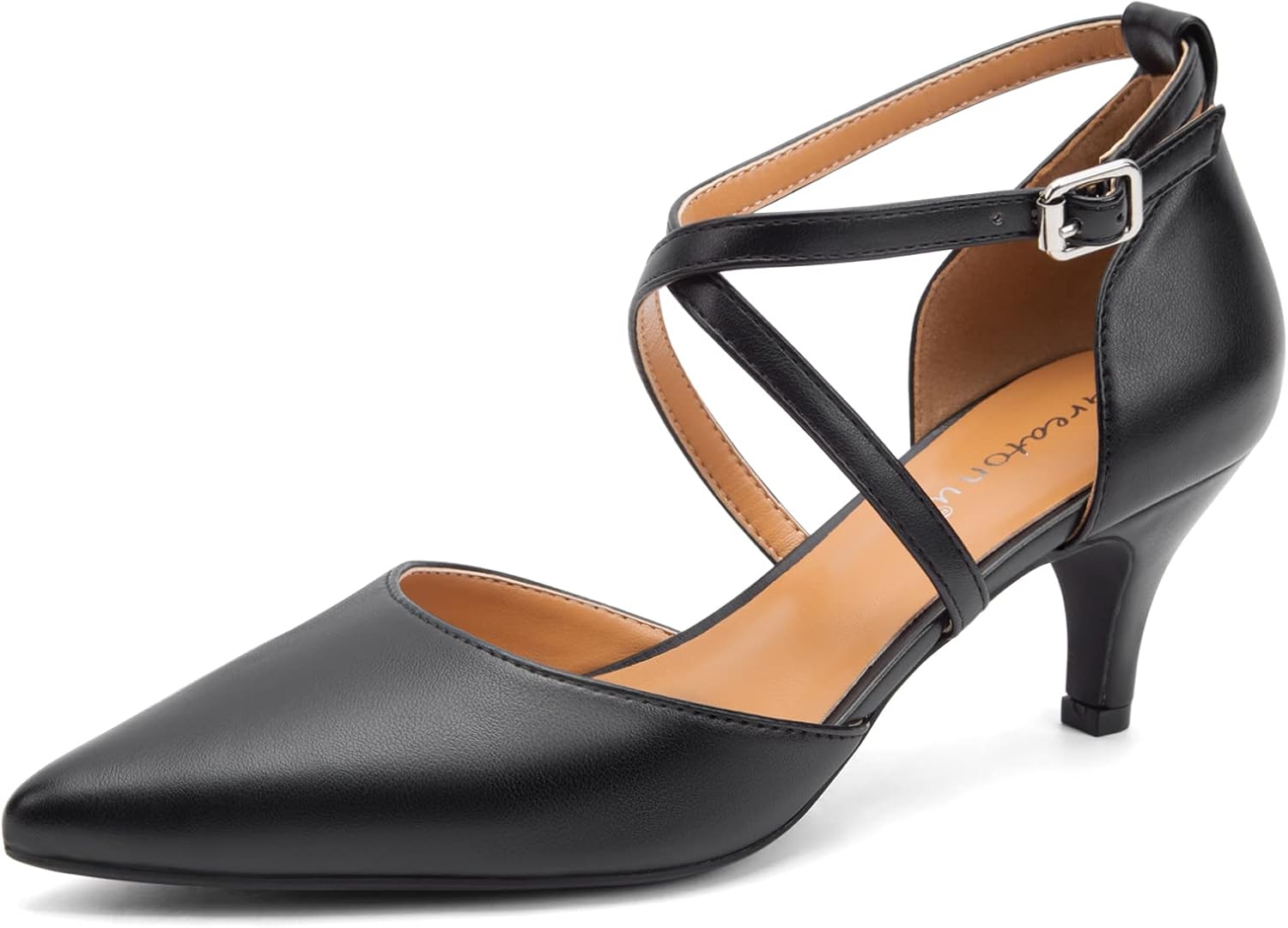 Greatonu Womens Court Shoes, Special Pointed Toe Sandals with Kitten Mid Low Hee...