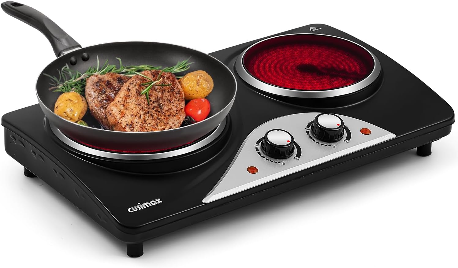 CUSIMAX Electric Hobs, 2100W Electric Hot Plates for Cooking Infrared Double Hot...