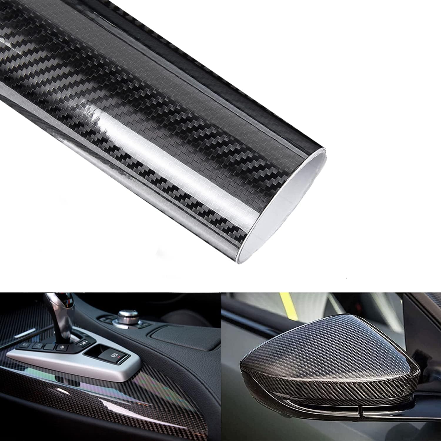 Lypumso 6D Carbon Fibre Vinyl Wrap, Self Adhesive Film, Waterproof Wrap Roll Wit...