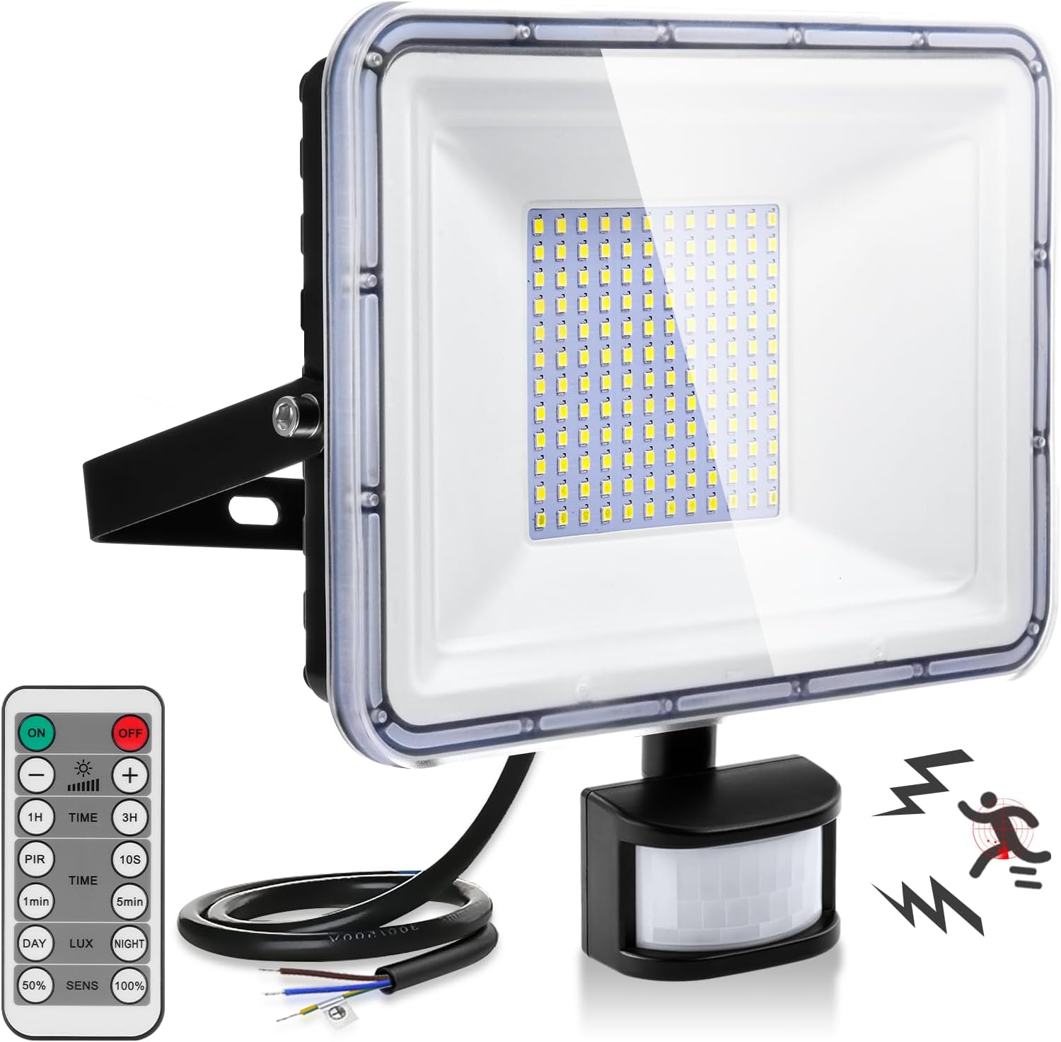 TYCOLIT 100W Security Lights Outdoor Motion Sensor with Remote, IP67 Waterproof...