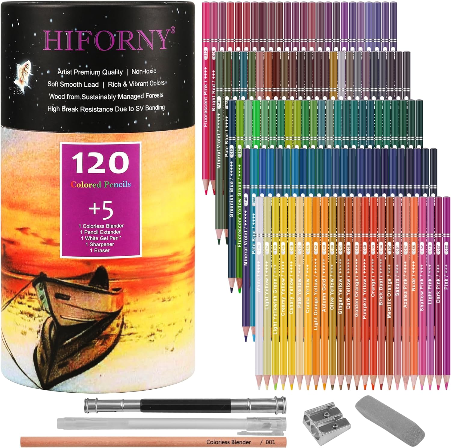 HIFORNY 125 Pack Colored Pencils Set for Adult Coloring,120 Colors Coloring Penc...