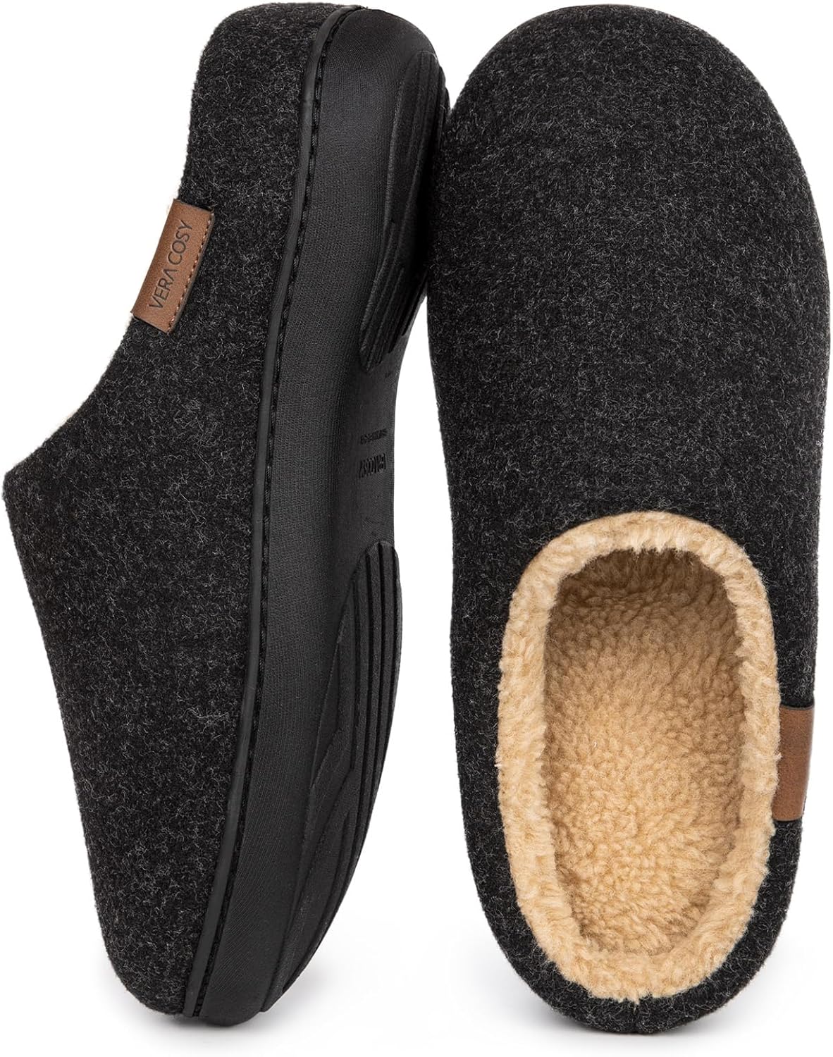 VeraCosy Men's Fuzzy Slip-on Slippers, Special Indoor House Shoes with Warm Comf...