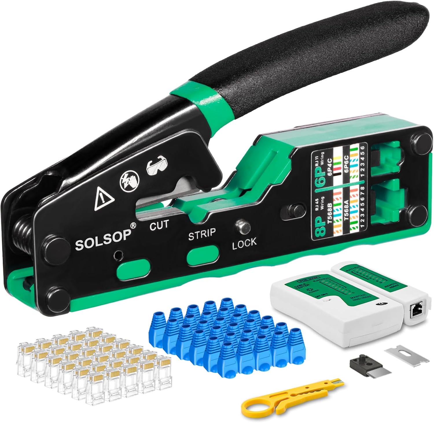 Solsop Crimp Tool, Special RJ45 Pass Through Tool, Innovative Cat6 Crimping Tool...