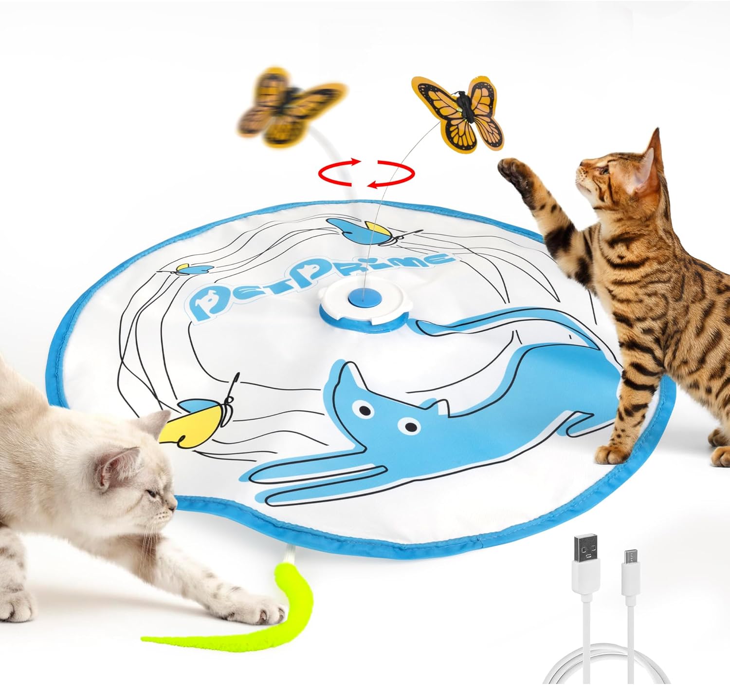 pet prime Interactive Cat Toys, Cat Toys for Indoor Cats, Random Moving Cat Feat...