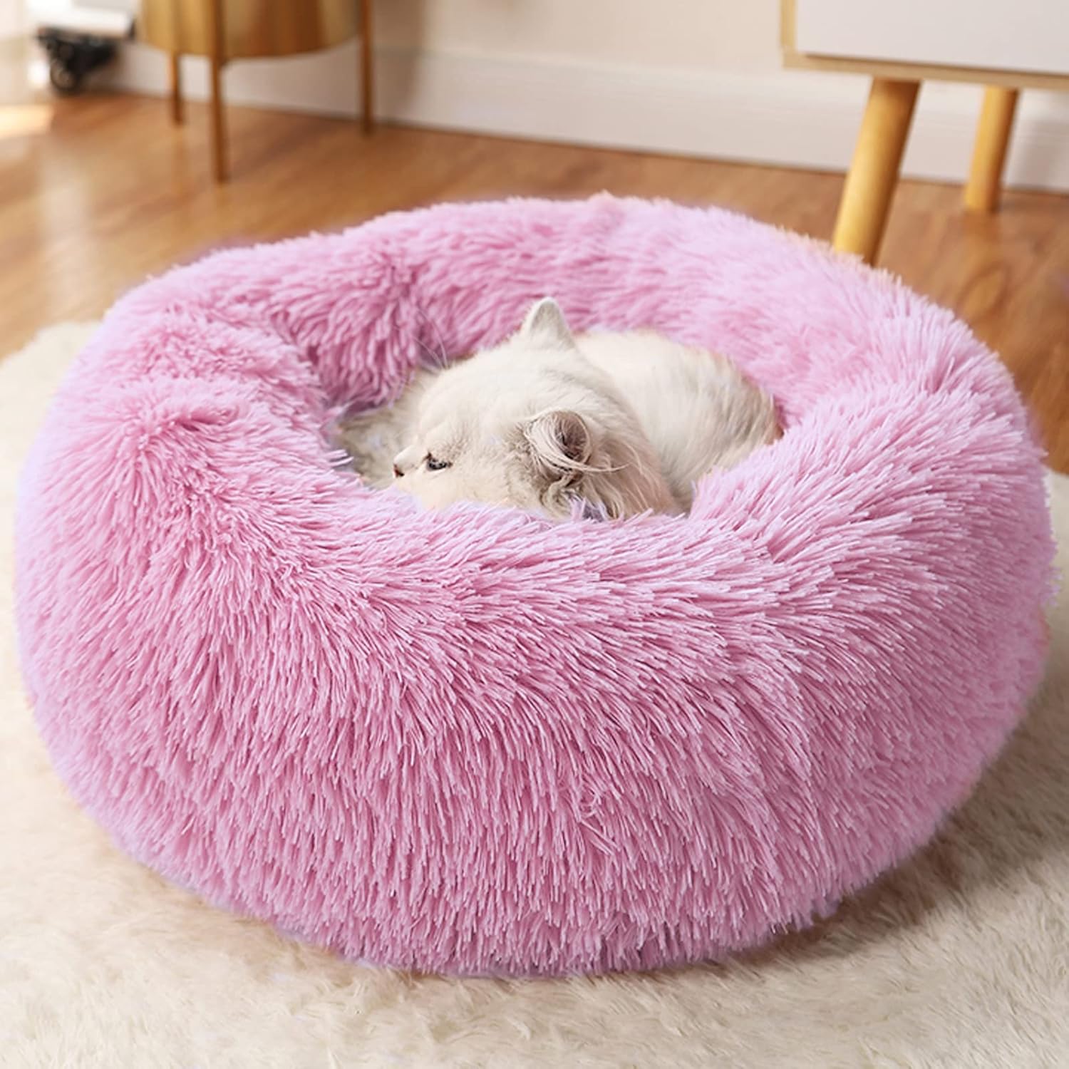 FISTAD Dog Bed Cat Bed, Round Washable Plush Warm Dog Bed Pet Bed with Anti Slip...