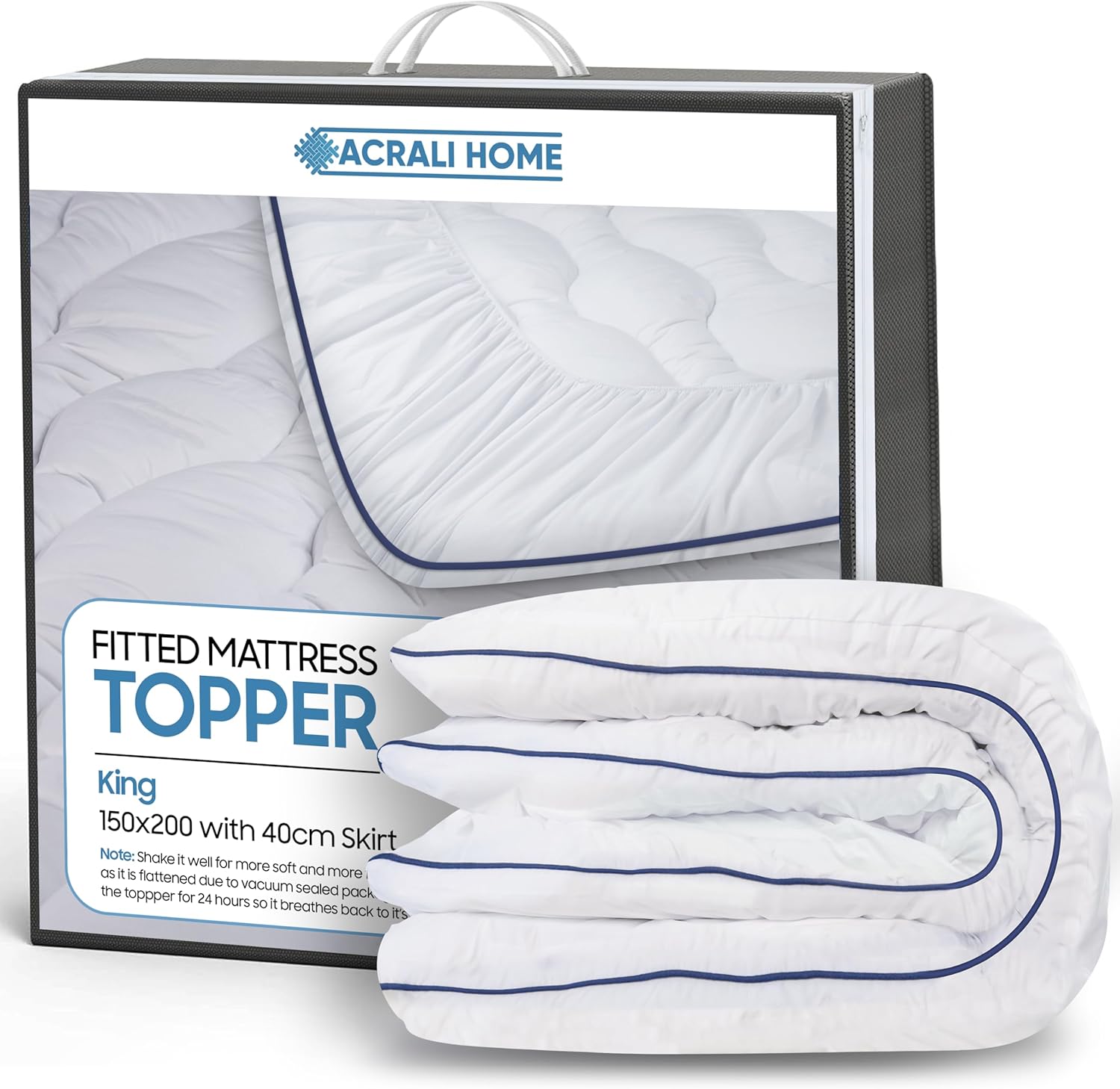 Acrali Home Quilted Fitted Mattress Topper Kingsize Bed, Special Non-Slipable 10...