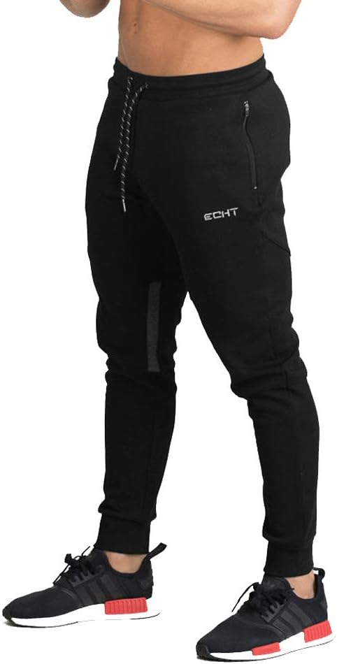 Larrok Mens Jogger Trousers，Zip Running Pants Casual Gym Fitness Bottoms Slim F...