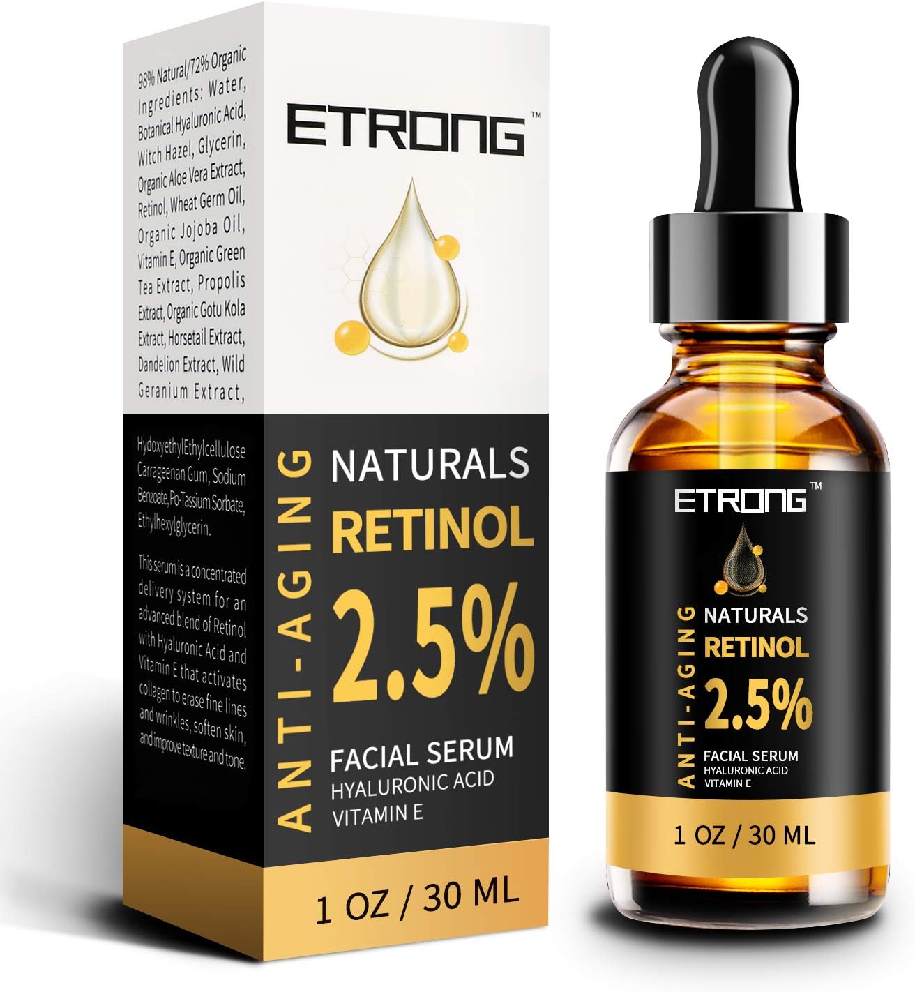 Retinol Serum,ETRONG High Strength Anti-aging Serum with 2.5% Retinol,Hyaluronic...