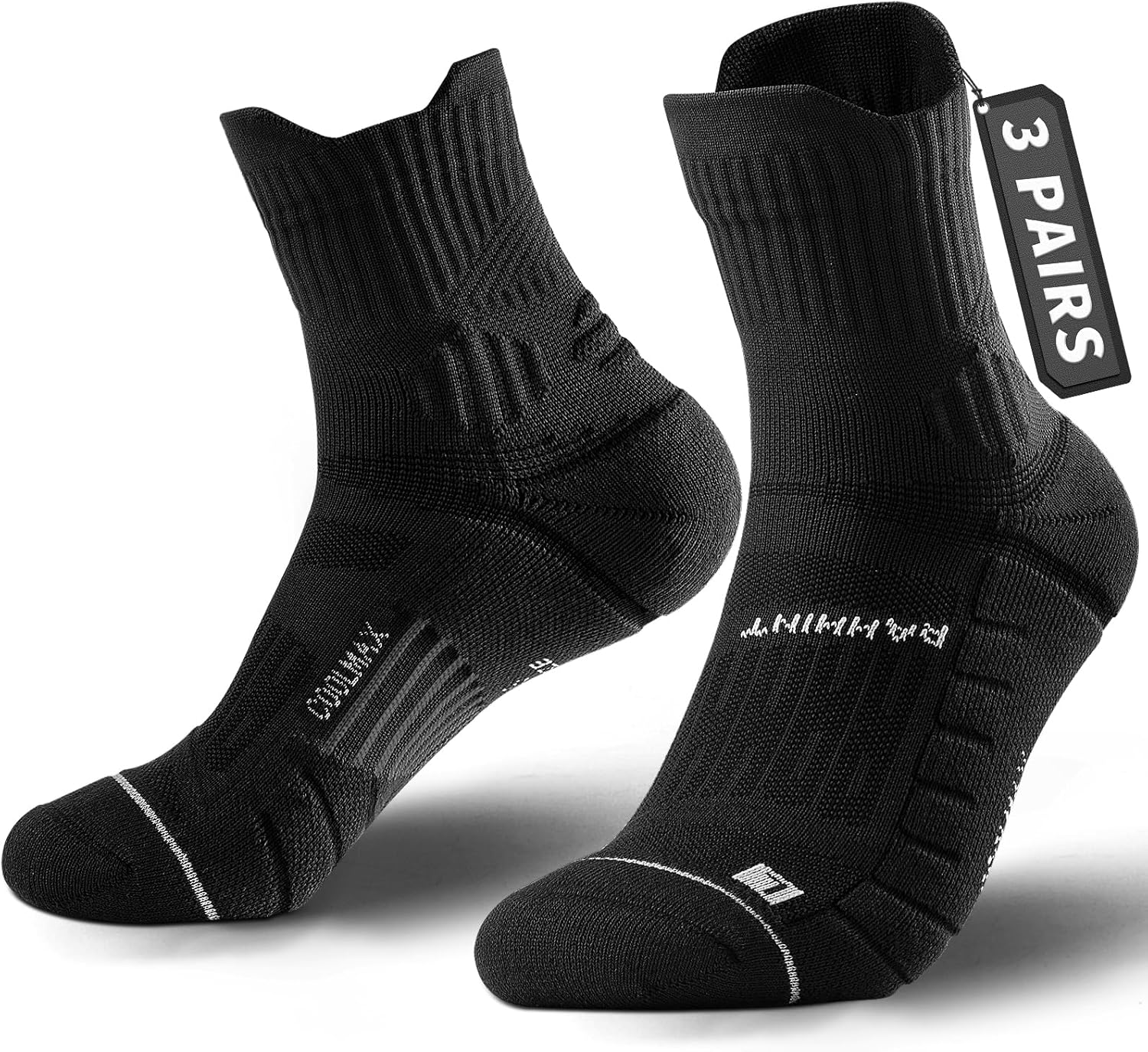 Rahhint Coolmax 3 Pack Quarter Compression Running Socks Men Women Breathability...