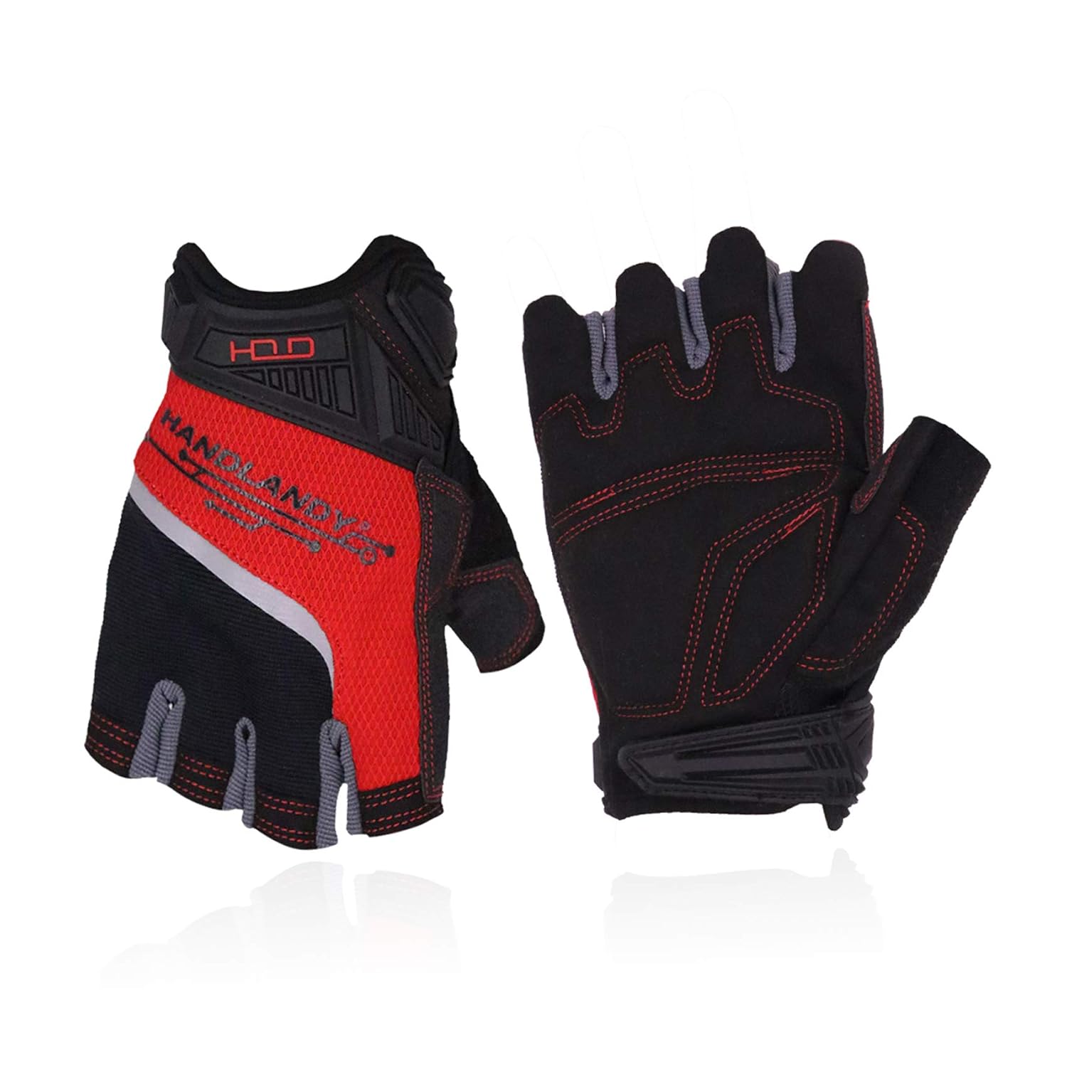 HANDLANDY Fingerless Work Gloves for Men,Half Finger working Glove Grip Shock-Ab...