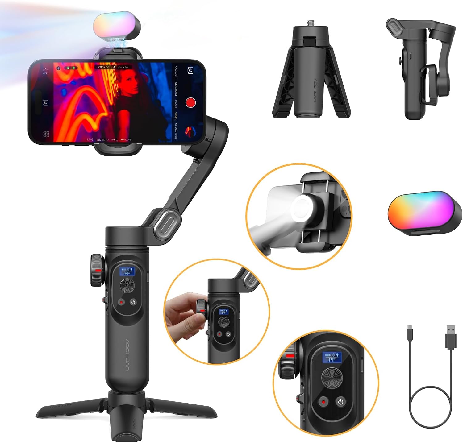 AOCHUAN 3-Axis Gimbal, Special Gimbal Stabilizer for Smartphone, Innovative Gimb...