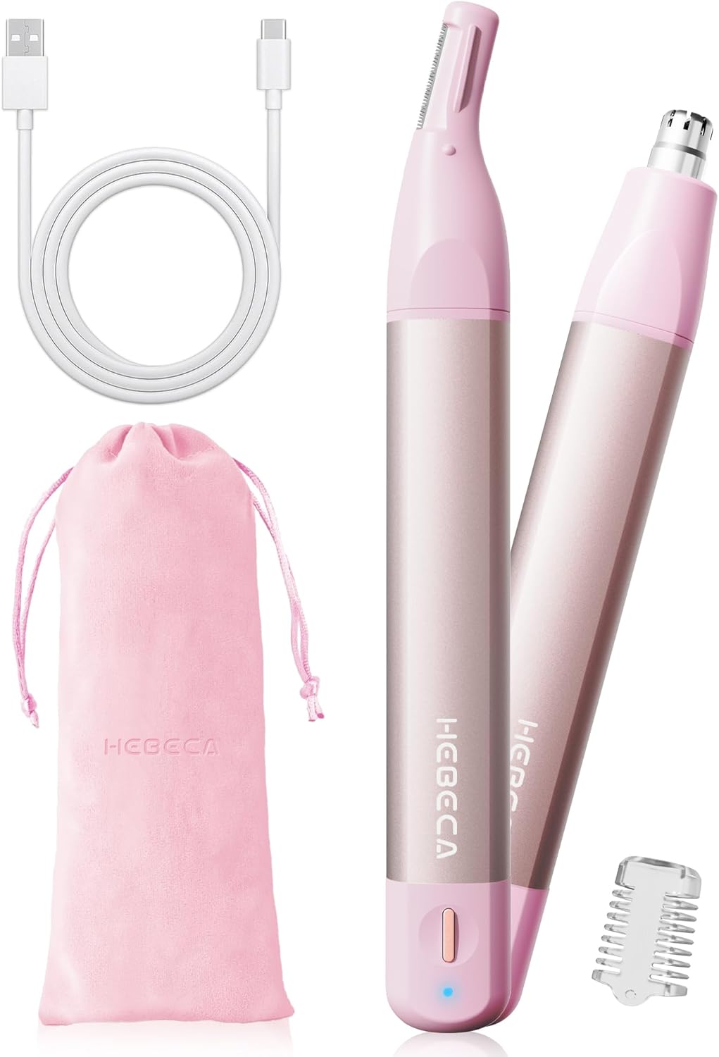HEBECA Nose Hair Trimmer for Women, 2 in 1 Eyebrow Trimmer and Nose Trimmer Ladi...