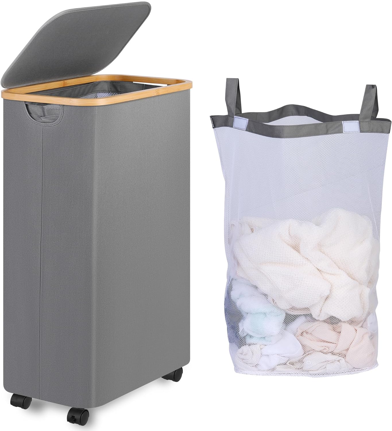 iEGrow Laundry Baskets 75L, Tall Washing Baskets for Laundry with Removable and...