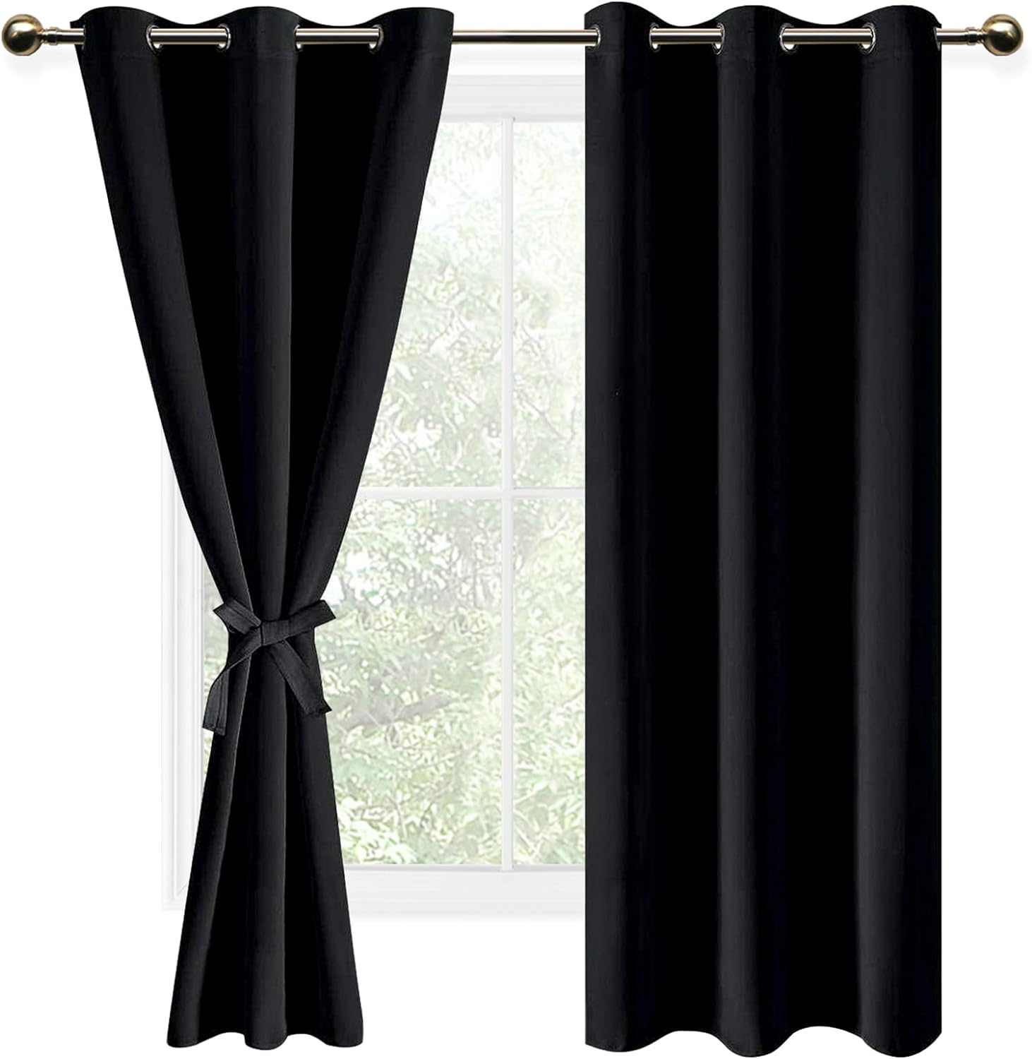 DWCN Black Blackout Curtains, Special Thermal Insulated Eyelet Curtains for Bedr...