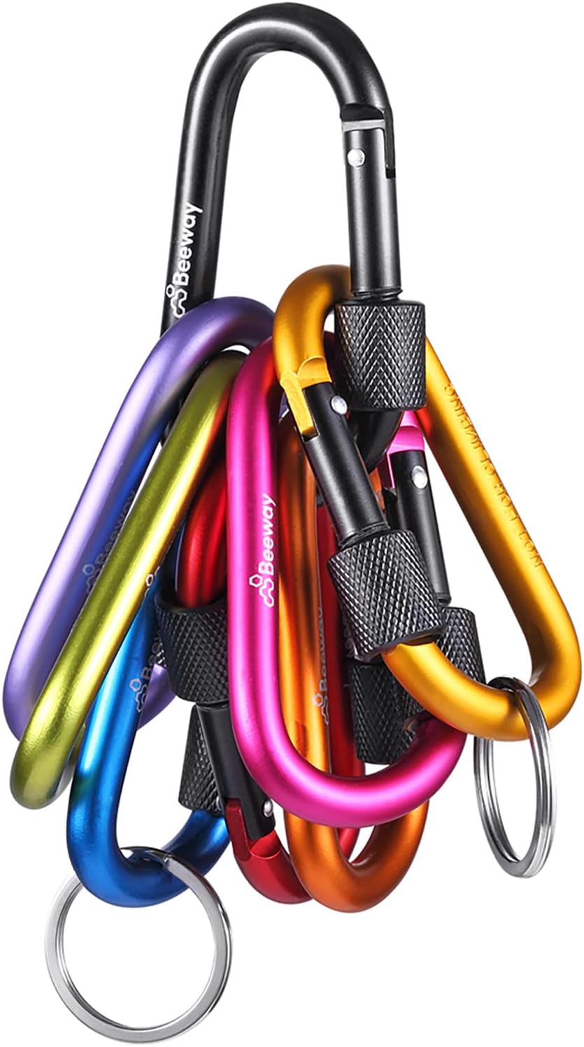 BEEWAY Locking Carabiner, Premium Aluminum Alloy D...