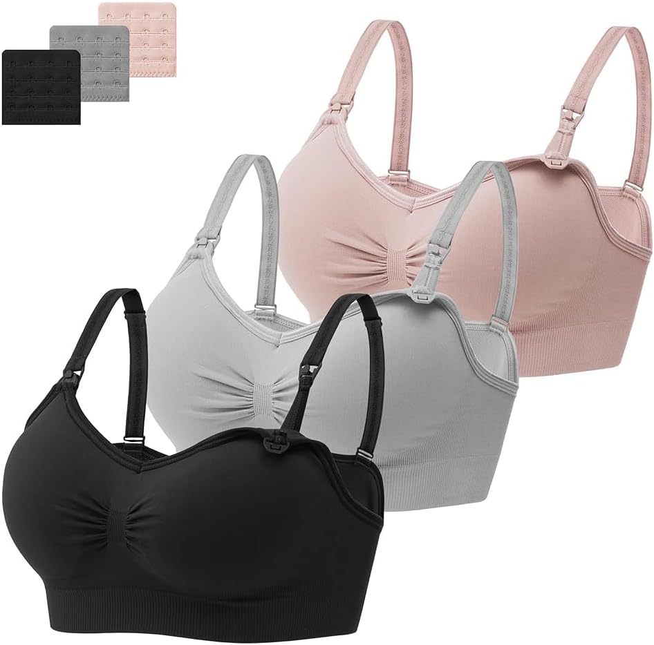 HBselect 3 Pack Women’s Nursing Bra Wireless Seamless Maternity Bra Breastfeedin...