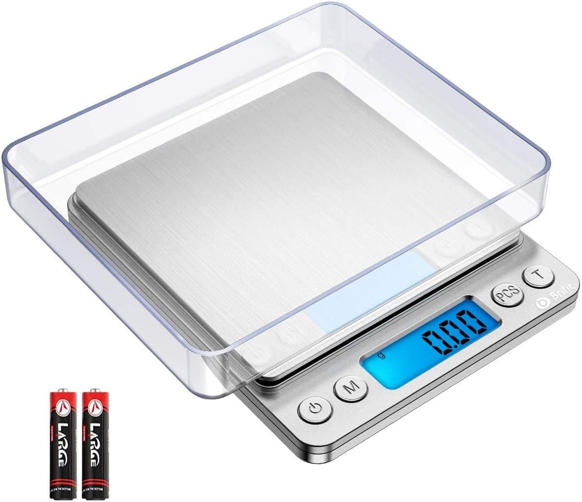 Criacr Digital Pocket Scales, 500g High-Precision Kitchen Scales, Stainless Stee...