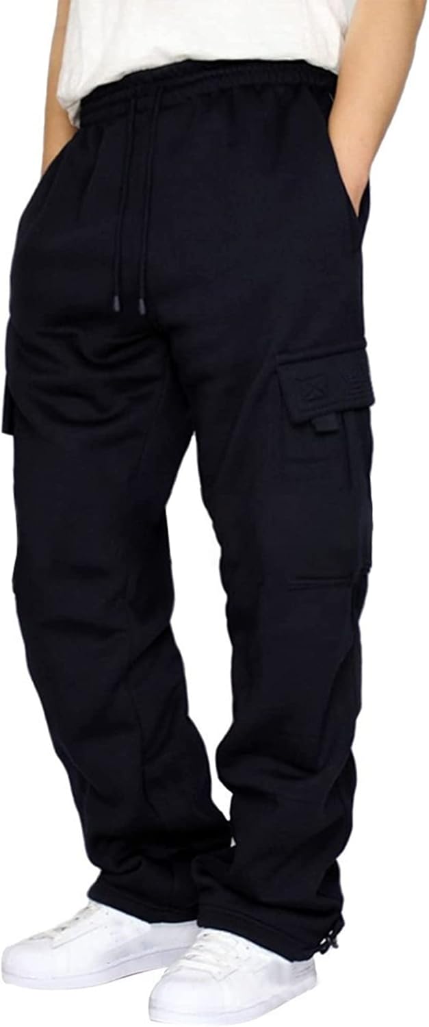 Sprifloral Mens Casual Cargo Work Trousers Fleece Jogging Bottoms Jogger Sweatpa...