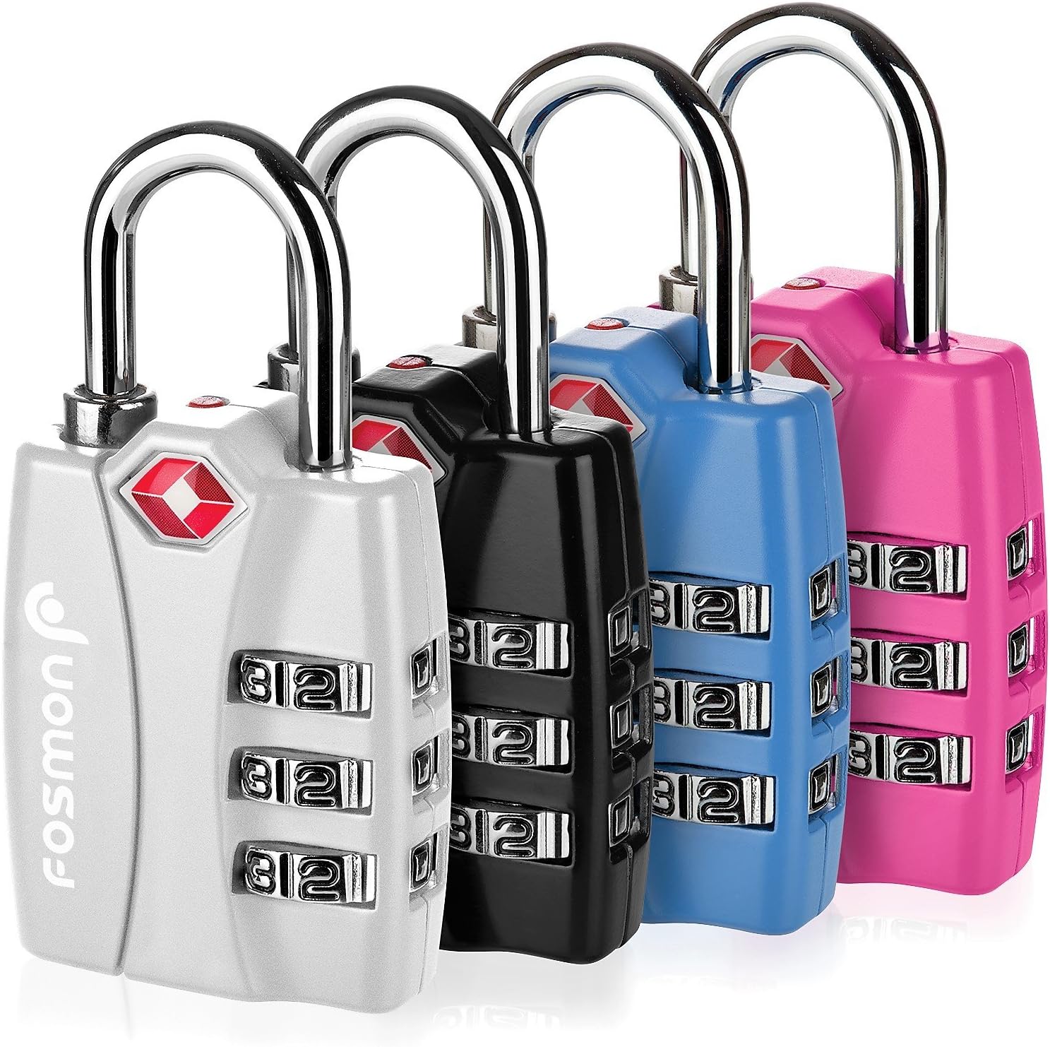Fosmon TSA Accepted Luggage Locks, (4 Pack) Open Alert Indicator 3 Digit Combina...