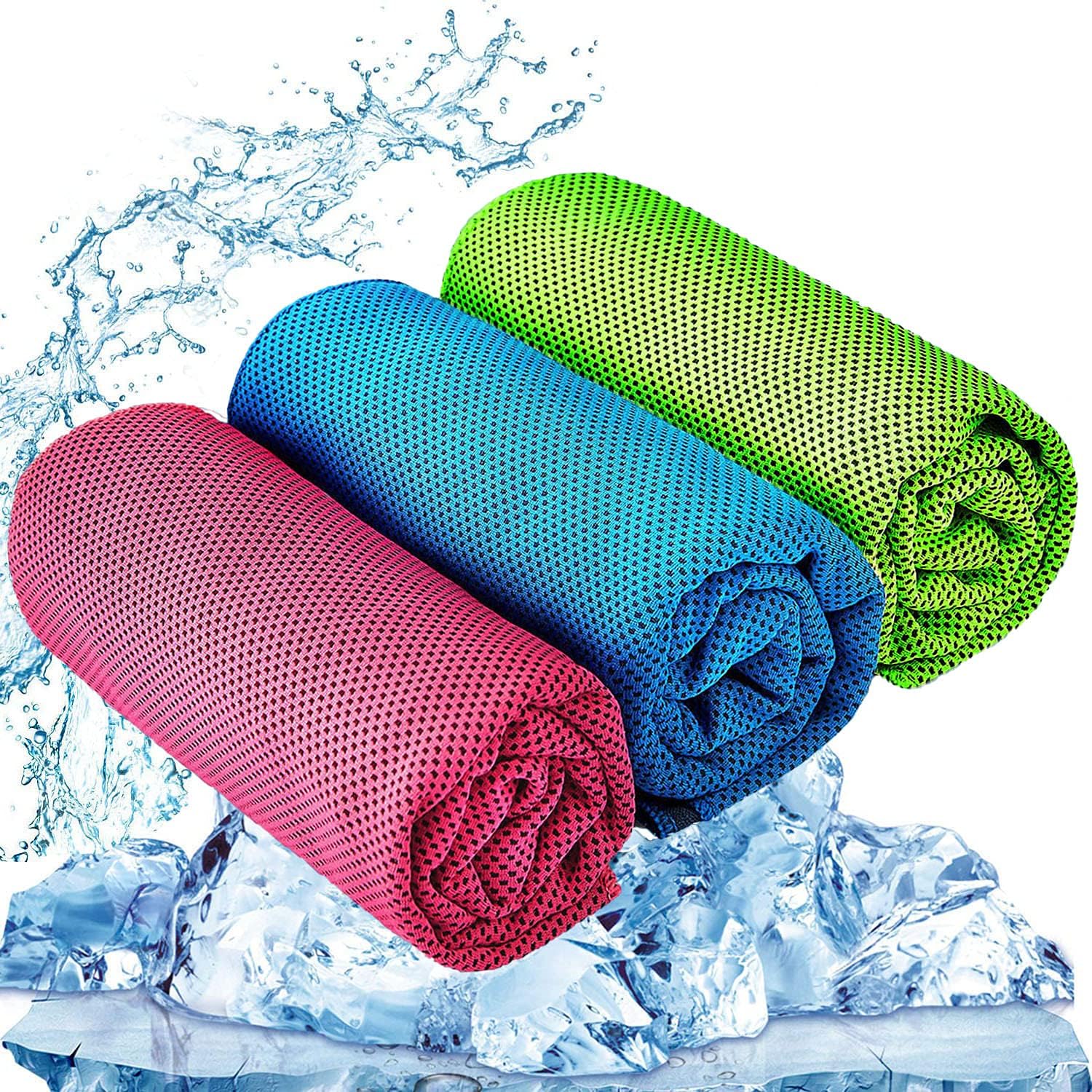 YQXCC Cooling Towel 3 Pcs 120 x 30 cm Microfiber Towel For Instant Cooling Relie...
