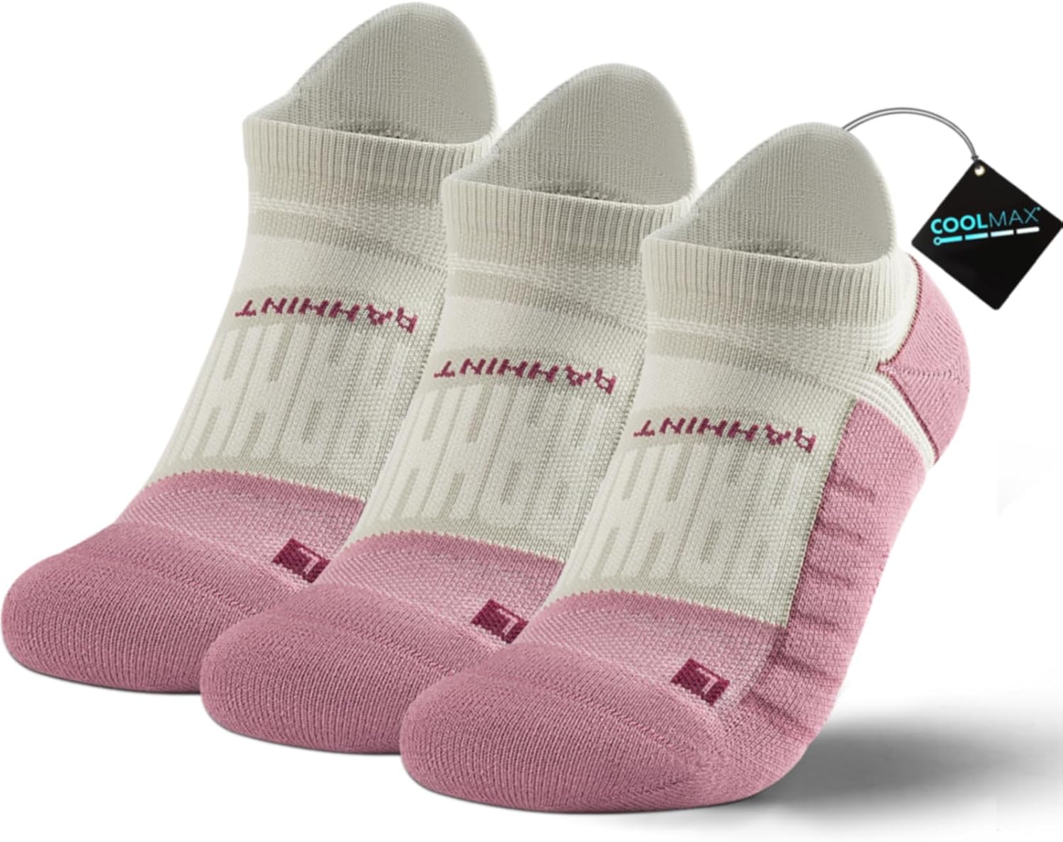 Coolmax Compression Running Socks Cushioned Trainer Socks No Show Anti-Blister A...