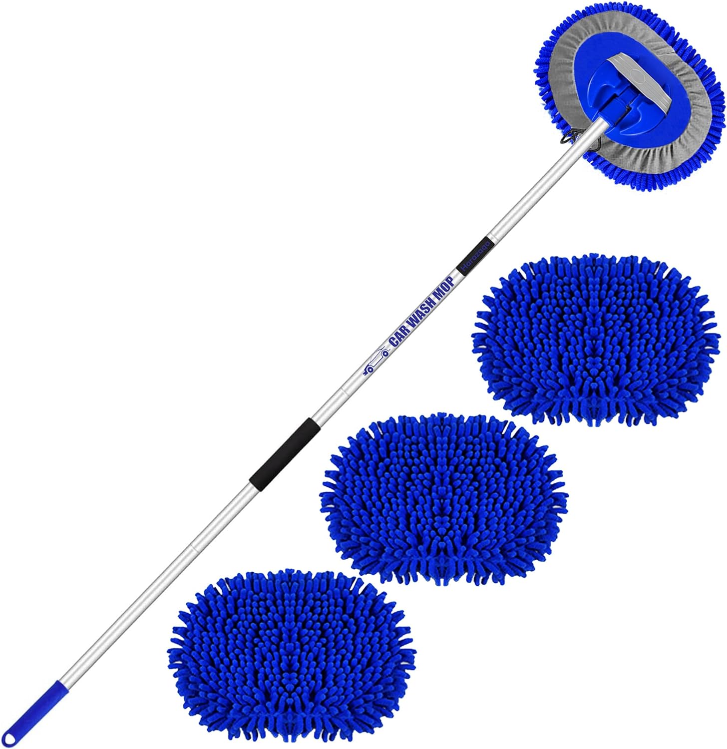 160cm 63” Car Wash Brush Long Handle Microfibre Extendable Cleaning Mop Mitt for...