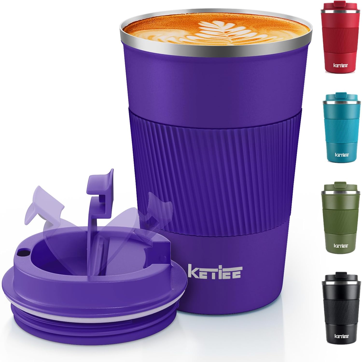 KETIEE Travel Mug Insulated Coffee Cup with Leakproof Lid, Reusable Coffee Cups...