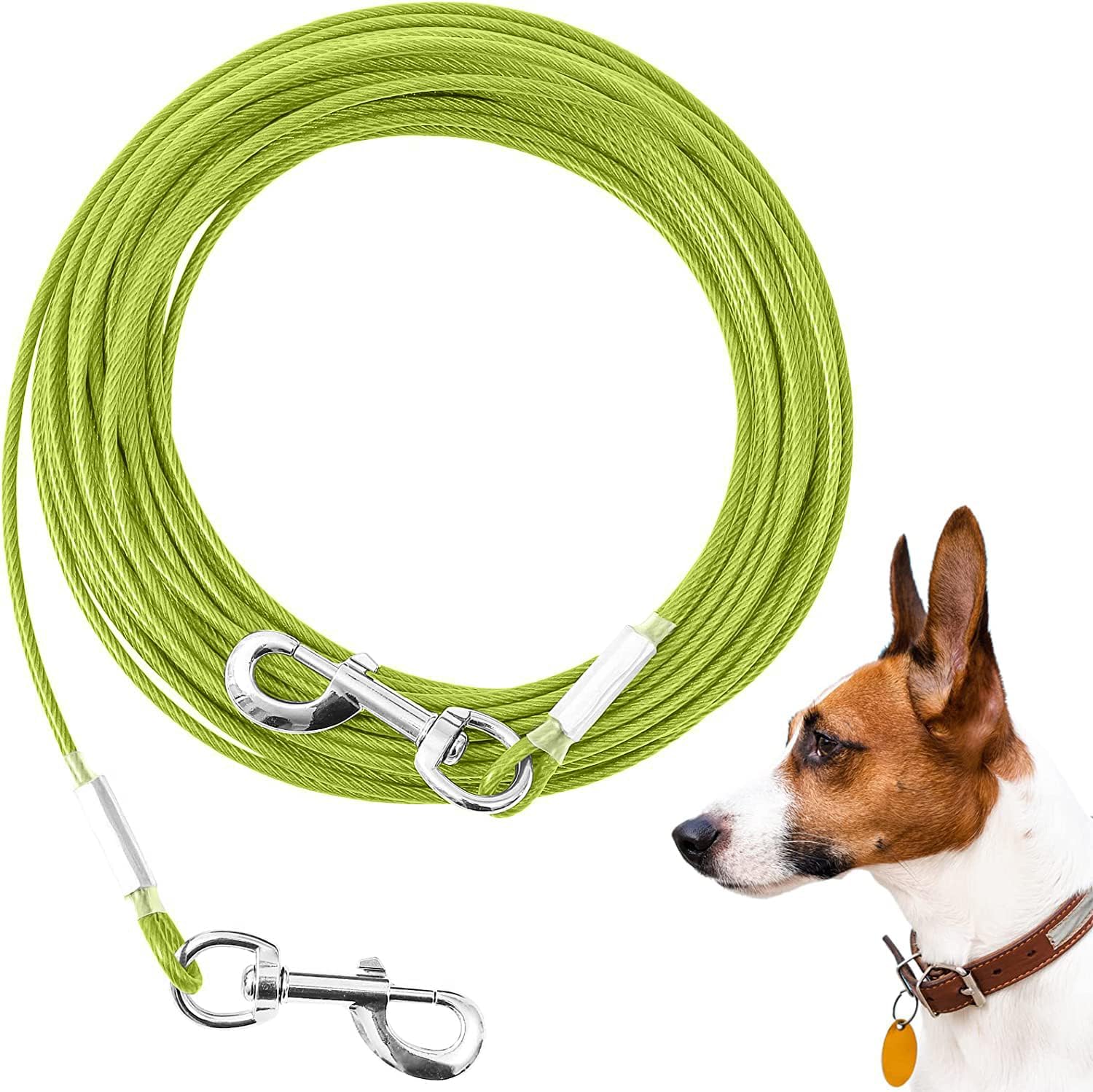 Mi Metty Tie Out Cable Chew Proof Dog Runner Cable with Durable Spring Rust- Pro...