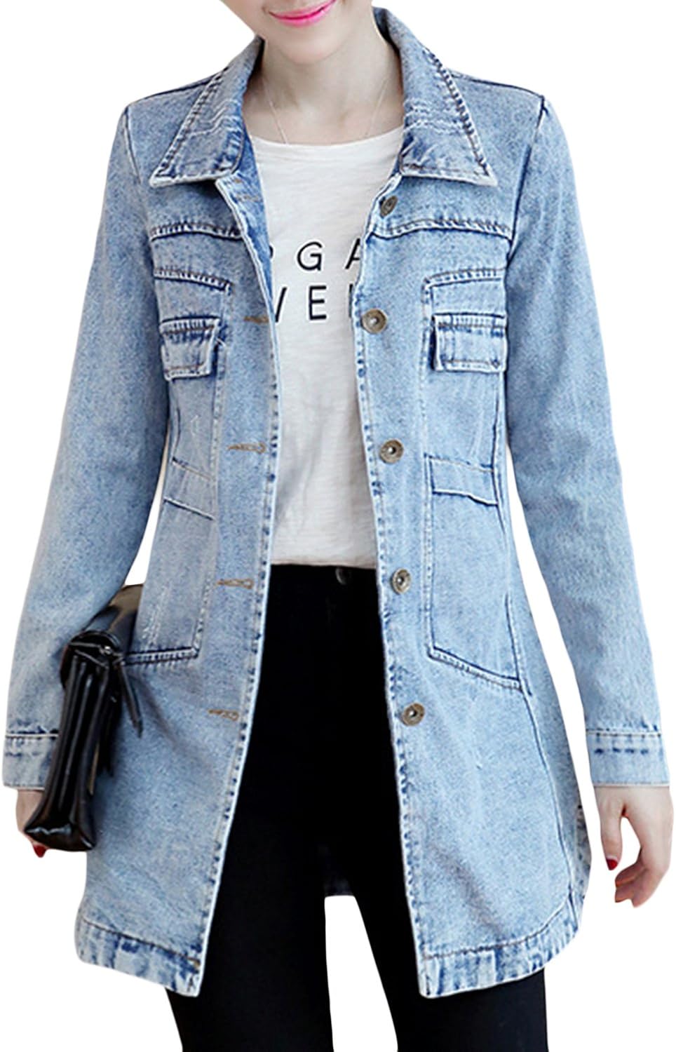 Sandbank Women's Jacket, Special Slim Fit Lightweight Denim Coat, Innovative Wom...