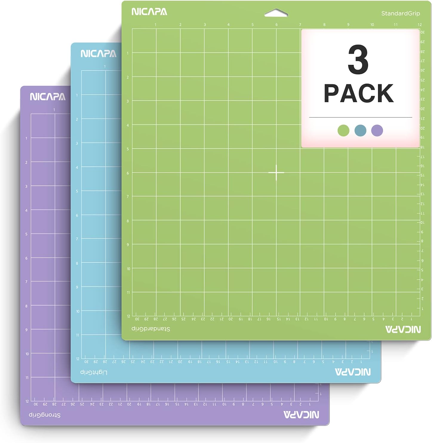 Nicapa Cutting Mats, Special Variety Grip Cutting Mats for Cricut Maker 3 Explor...