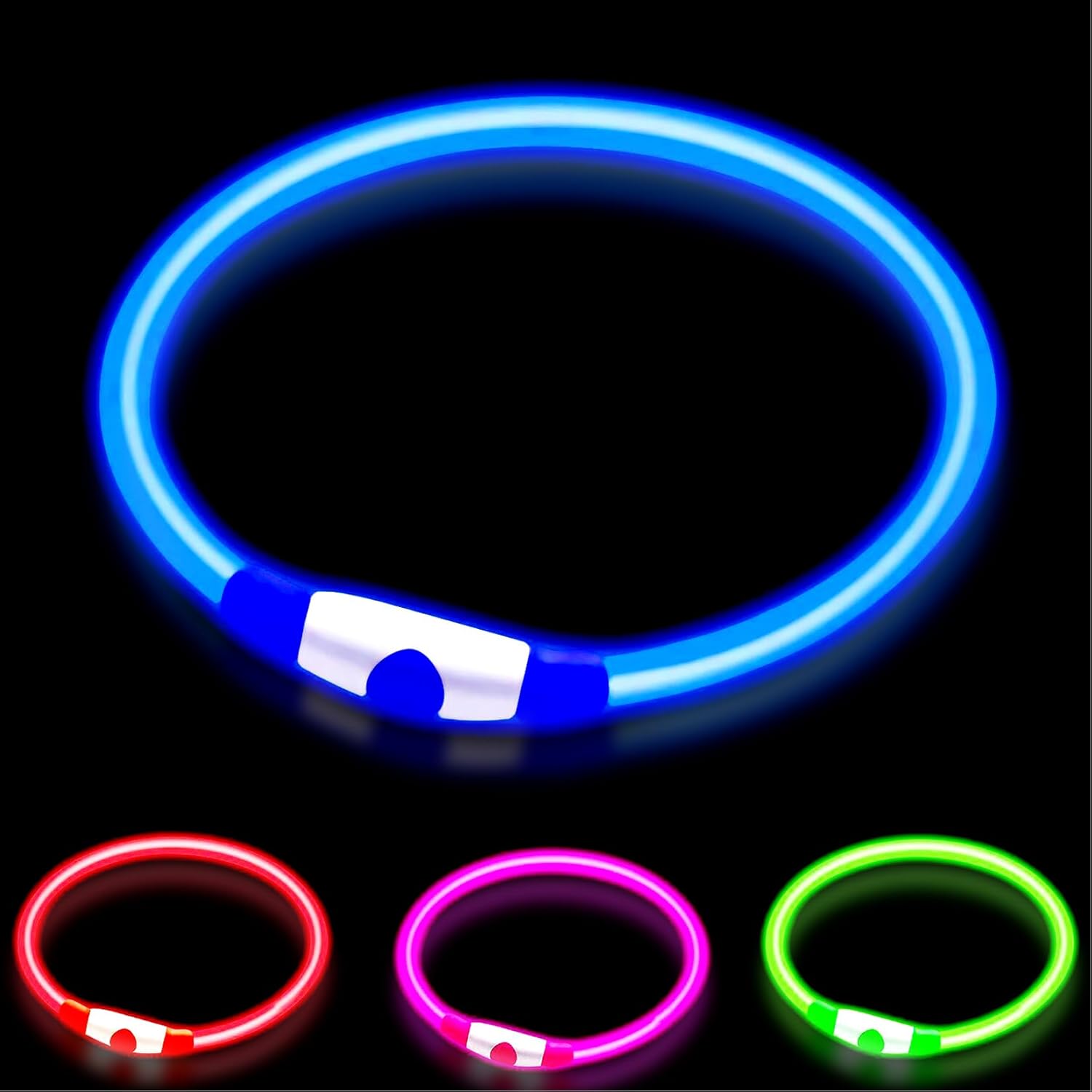 LED Dog Collar,Glow Light Collar for Dogs,Ultra Bright USB Rechargeable Cut to F...