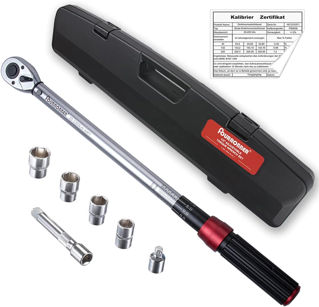 FOURROBBER Torque Wrench Set 1/2-inch Drive Click Bicycle Torque Wrench Dual-Dir...