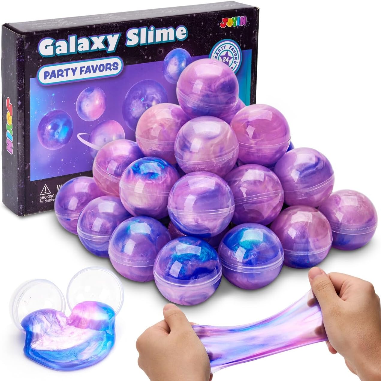 JOYIN Slime Party Favors, 24 Pack Pink Galaxy Slime Ball Party Favors - Stretchy...