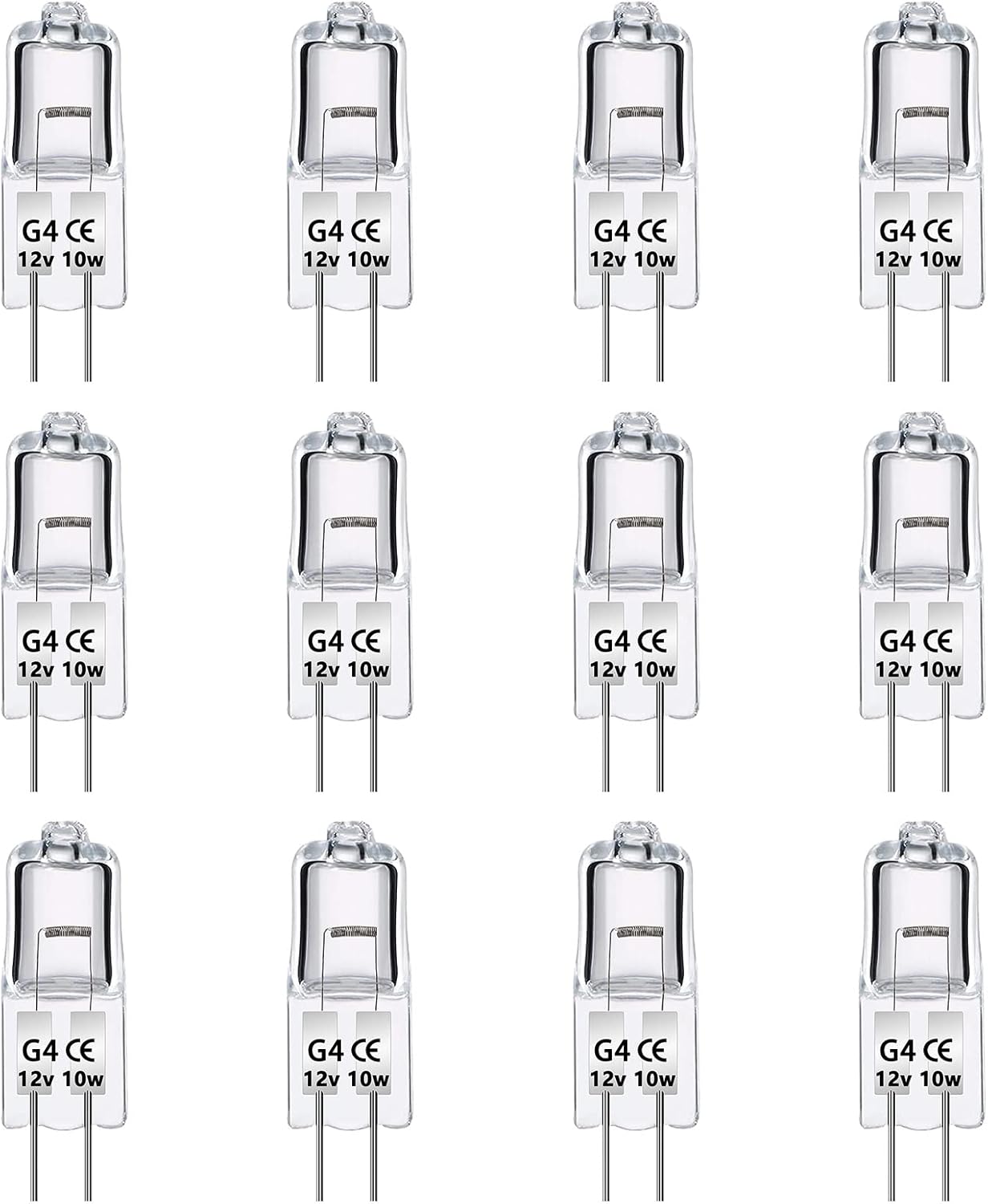 12 Pack G4 Halogen Light Bulbs 10W 12V Dimmable 2 Pin Lamp Bulb, Warm White 2700...