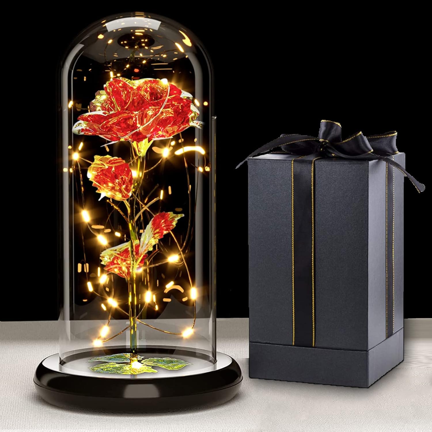 Galaxy Rose for Her, Light Up Rose Flowers, Artificial Flower Rose Gift for Wome...