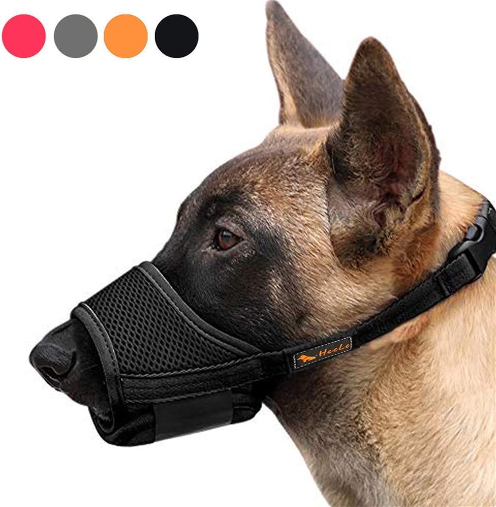 HEELE Dog Muzzle Breathable Mesh and Durable Nylon Dog Muzzle with Adjustable Lo...
