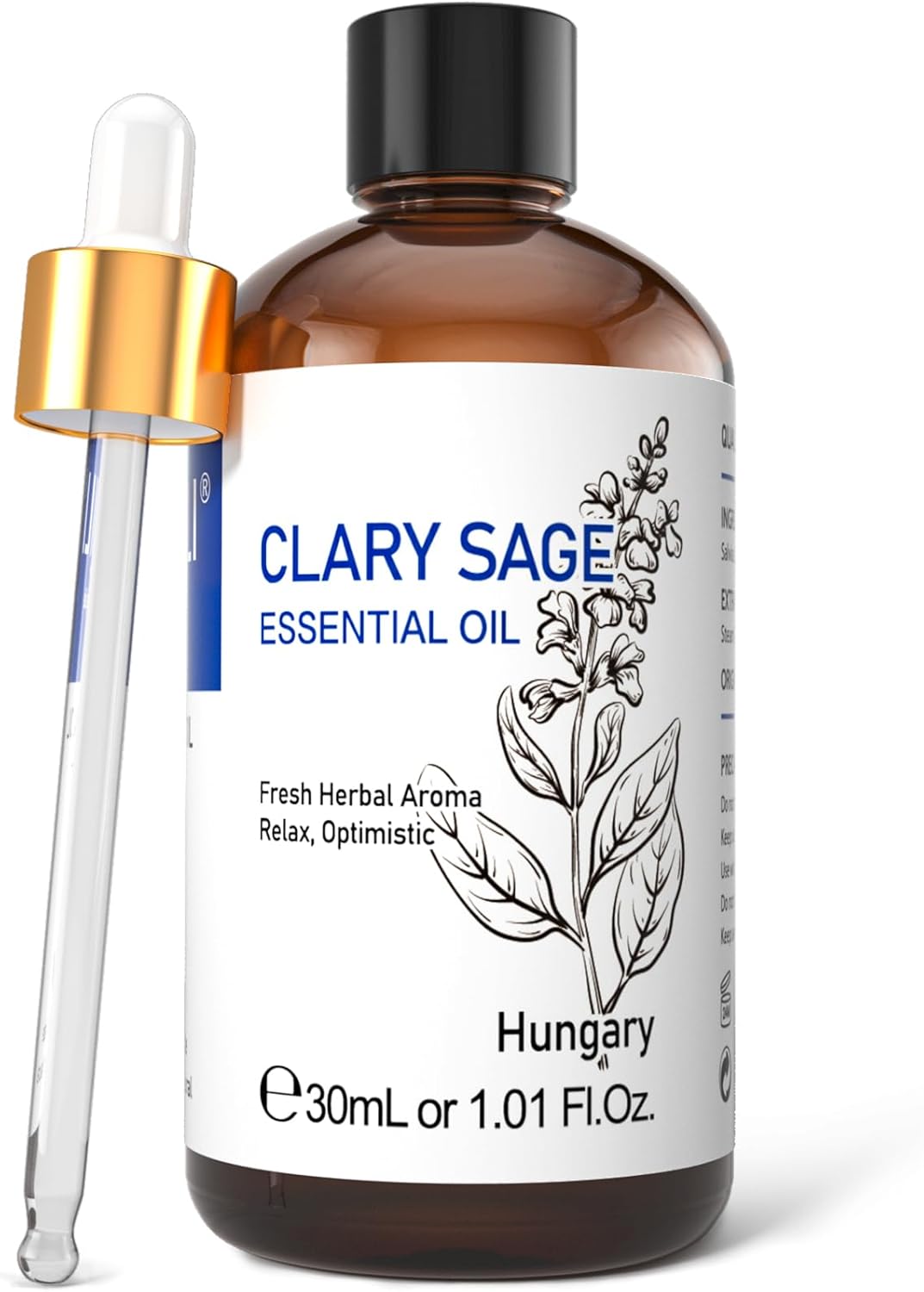 HIQILI Clary Sage Essential Oil 30ML, 100% Natural Aromatherapy Oil for Face, Ca...