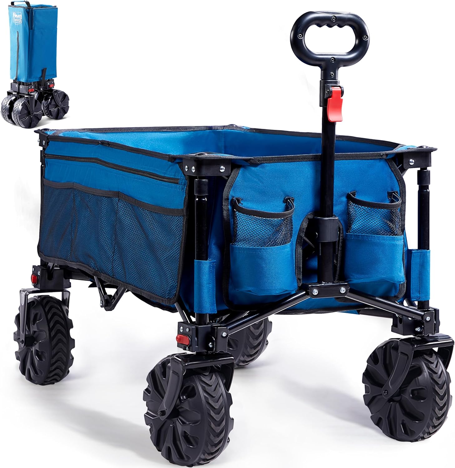 TIMBER RIDGE Beach Trolley Cart with Detachable Wide Wheels 100kg Capacity, Fold...