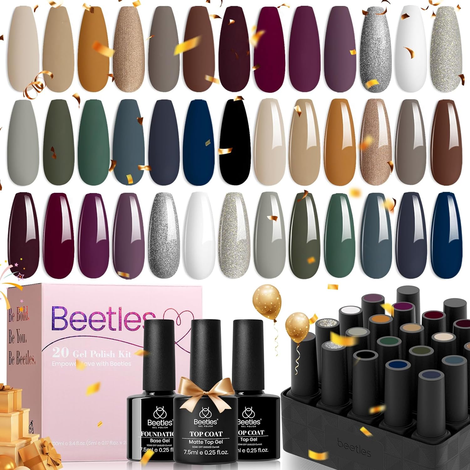 Beetles Gel Nail Polish Kit, Special 20 Pcs Industrial Wave Collection Nail Set,...
