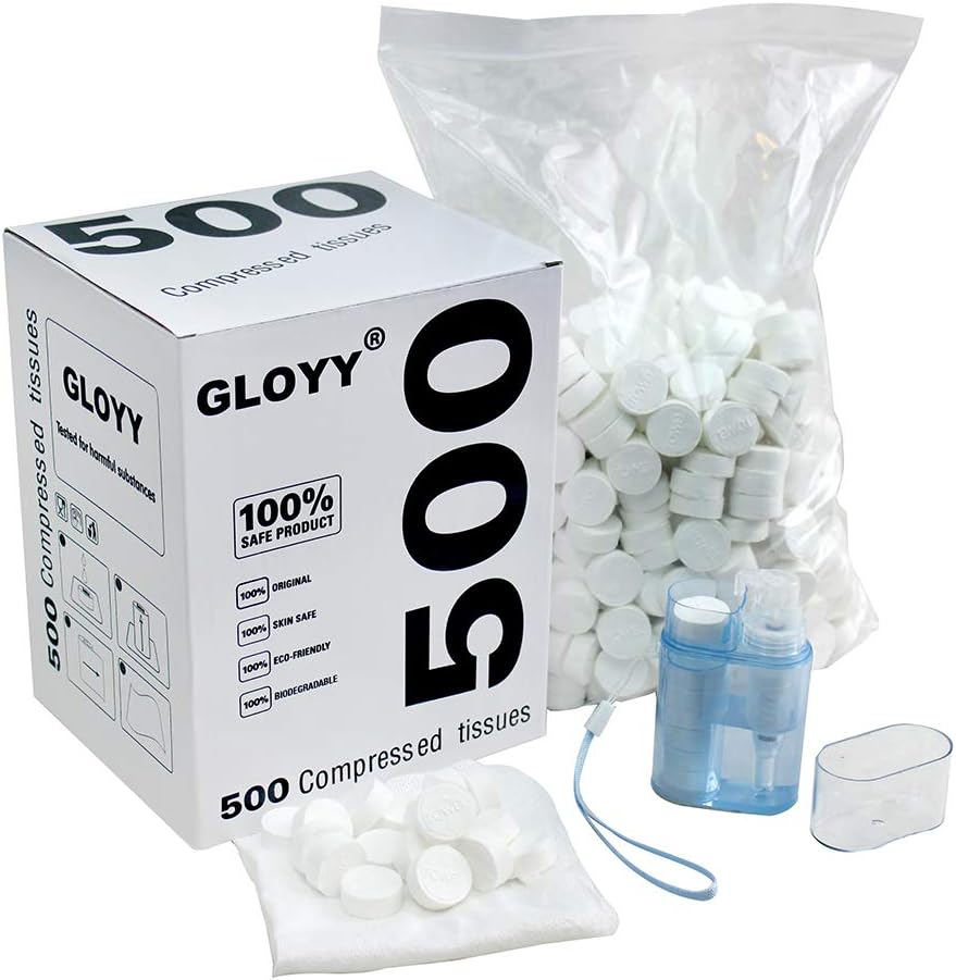 GLOYY Soft Compressed Towels Biodegradable Wipe Mini Magic Coin Tissues Includes...