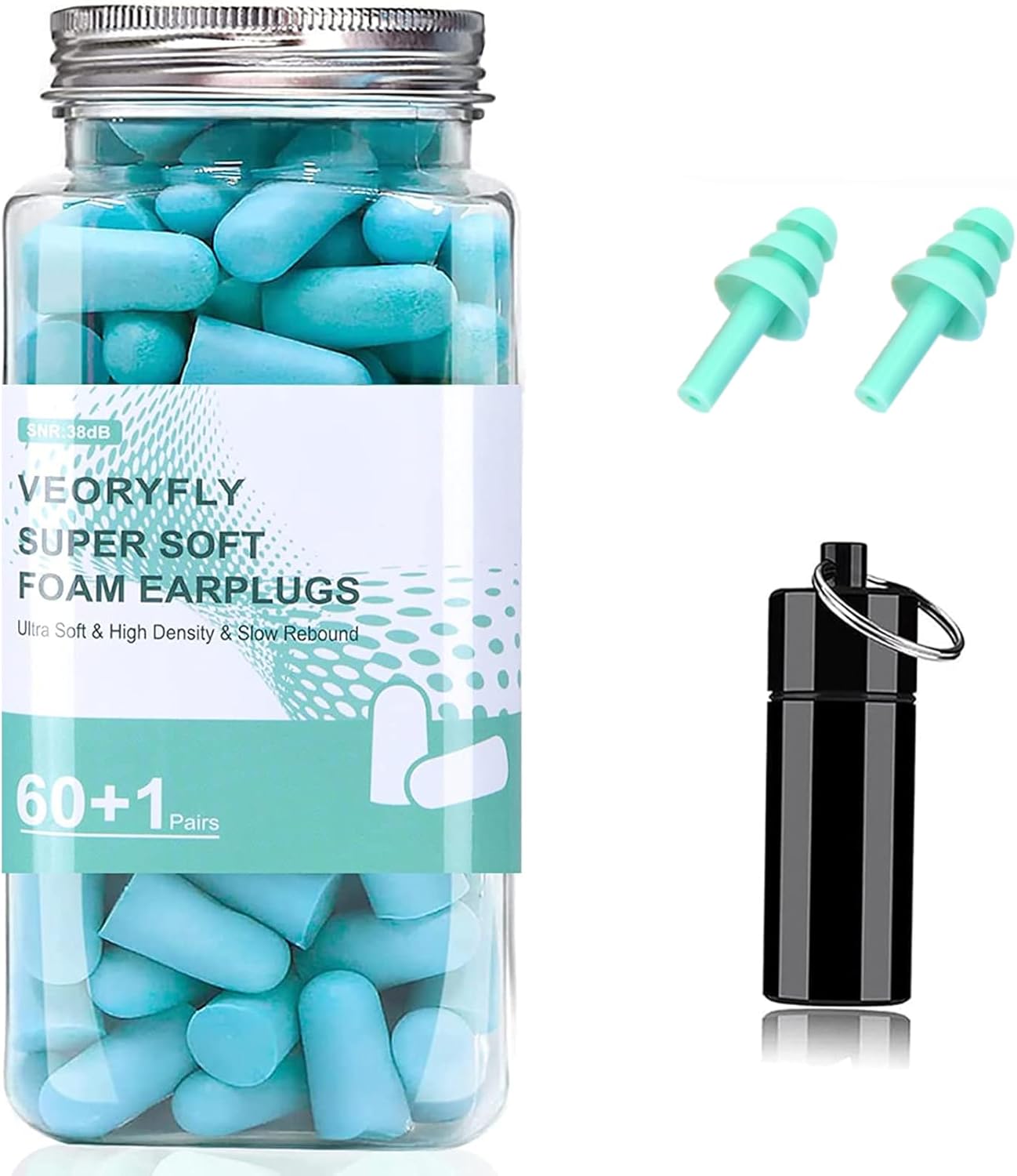 VeoryFly Soft Foam Ear Plugs for Sleep, 122 Pcs 38 dB Highest SNR, EarPlugs for...