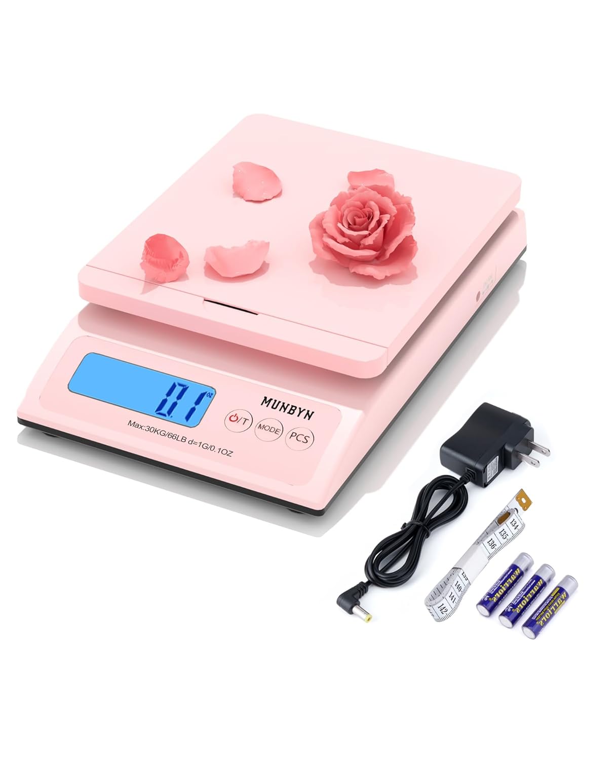 MUNBYN Shipping Scale, Accurate 30kg 66lb/0.1oz Postal Scale, with Pink Style, H...