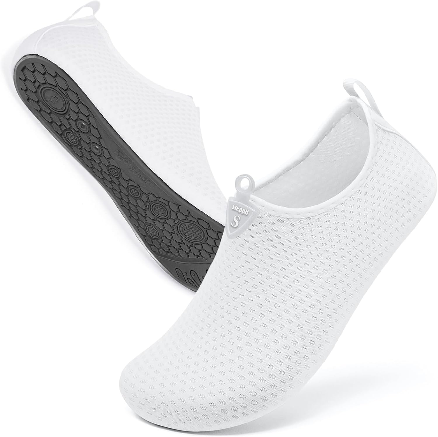 Steppli Water Shoes Beach Swim Sea Aqua Socks for Men Women 2.5/3.5 UK White