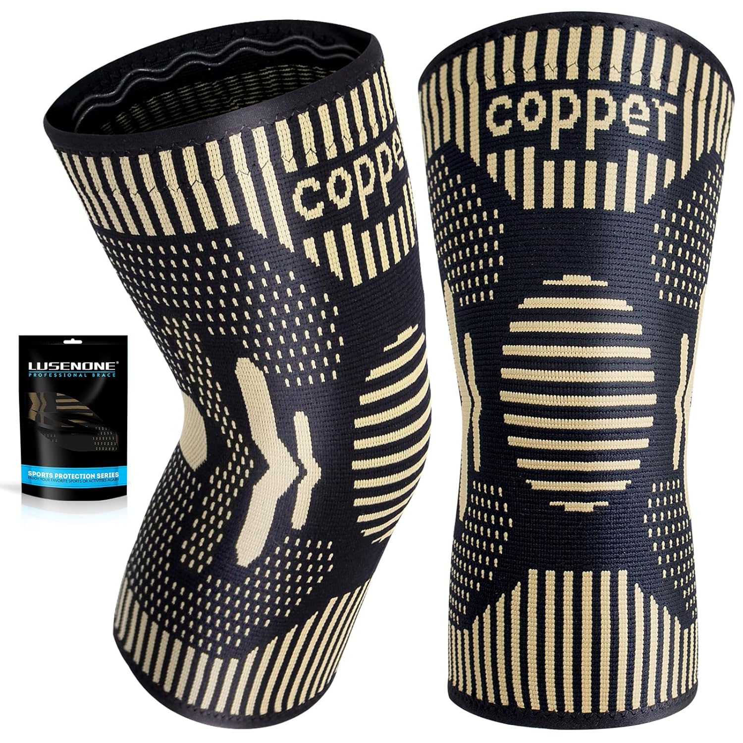 2 Pack Copper Knee Support for Women/Men - Knee Brace Compression Sleeve, Best K...