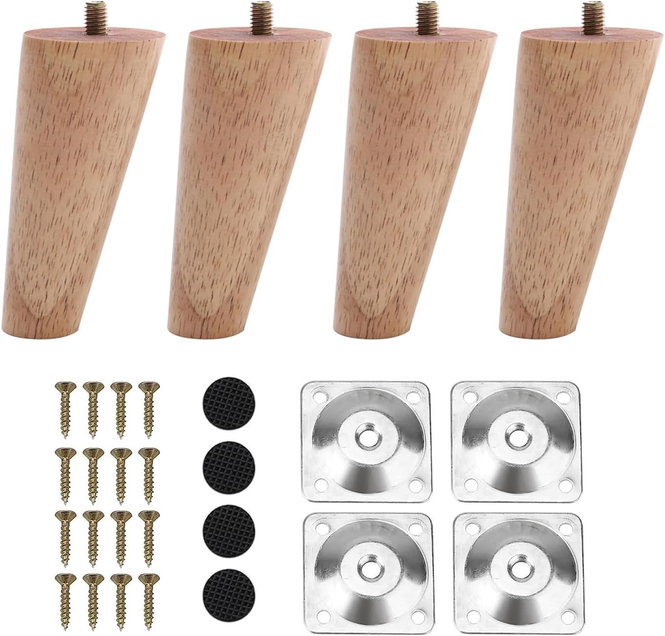 INMOZATA 4PCS Wooden Furniture Legs 10cm Replacement Sofa Legs Chair Legs with M...