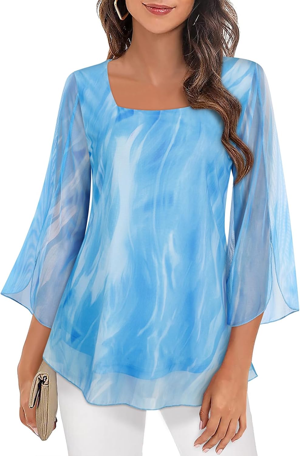 Syphiby Womens Blouses, Special Tunic Tops with Ruffle 3/4 Sleeve, High-Quality...