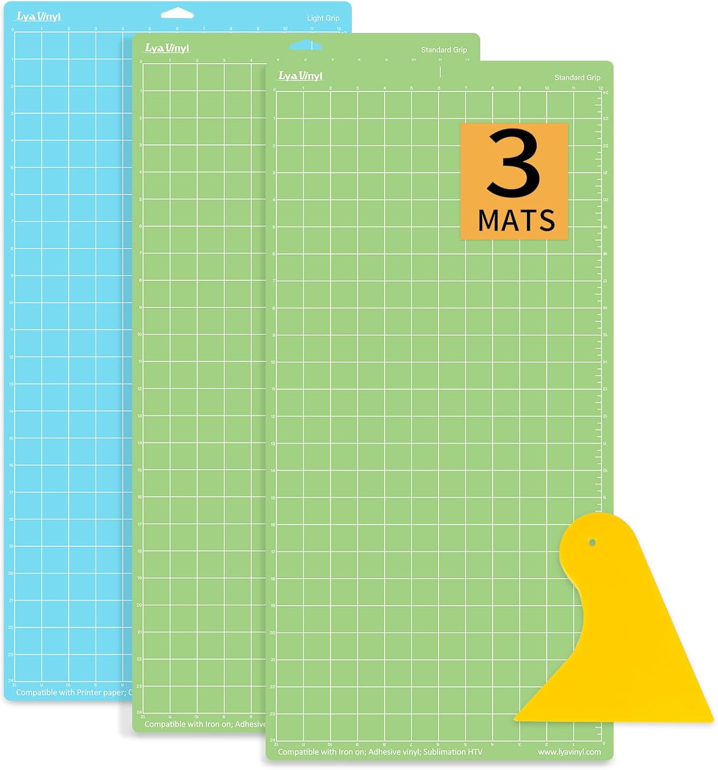 Cutting Mats for Cricut - Lya Vinyl 3 Pack Variety Cutting Mats 12x24 inch, Cutt...